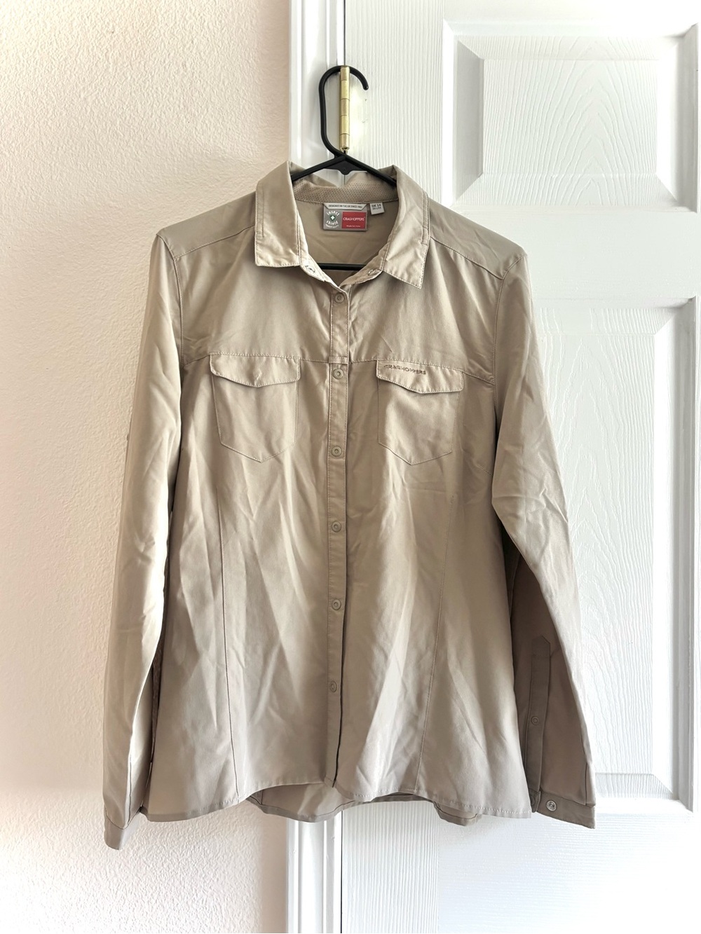 Craghoppers Tan Women NosiLife Inset Shield Hiking Adventure Long Sleeve Shirt L